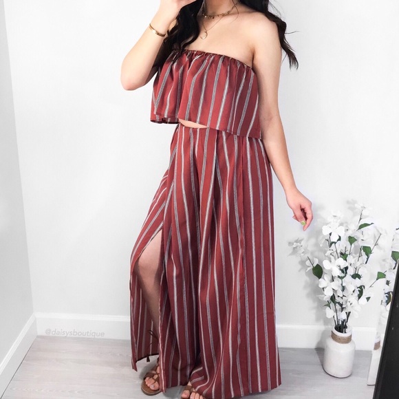 Daisys Boutique Pants - ❤️SALE❤️ rust striped pants crop top two piece set